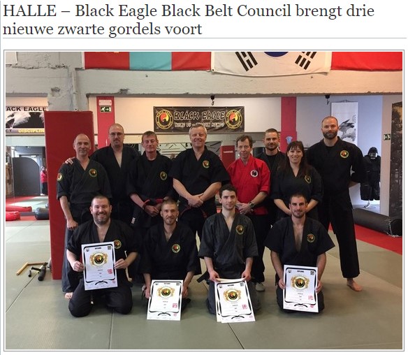 HALLE – Black Eagle Black Belt Council brengt drie nieuwe zwarte gordels voort