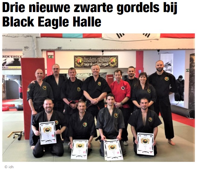 Drie nieuwe zwarte gordels bij Black Eagle Halle