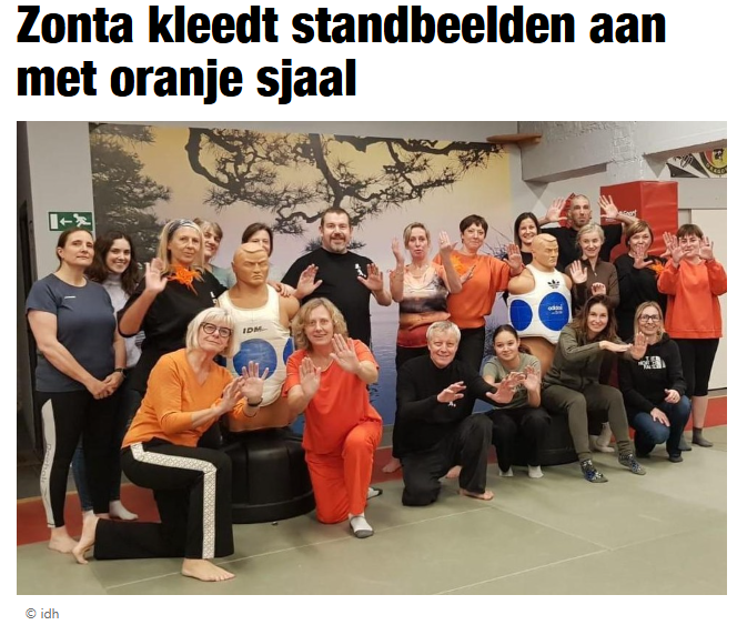 Zonta kleedt standbeelden aan met oranje sjaal