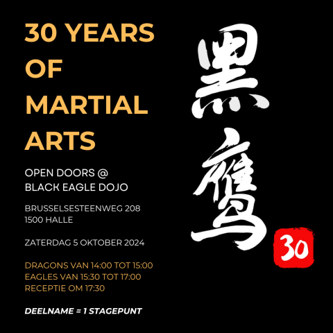 Oproep aan onze leden! - Opendeurdag "30 Years of Martial Arts" op zaterdag 5 oktober 2024